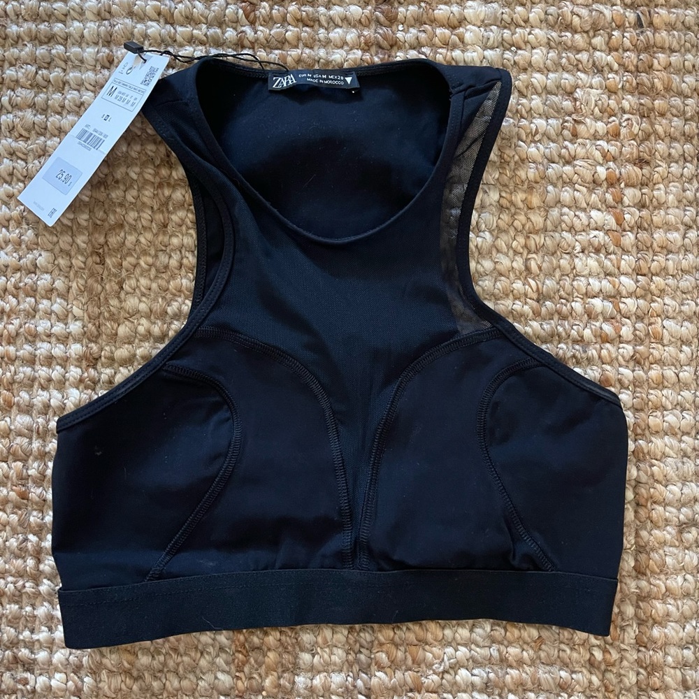Zara crop top mesh bra black new M size